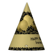 80th Birthday Number Pattern Gold/Black Scallops Feesthoedjes (Links)