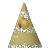 80th Birthday Number Pattern Gold/White Scallops Feesthoedjes (Rechts)