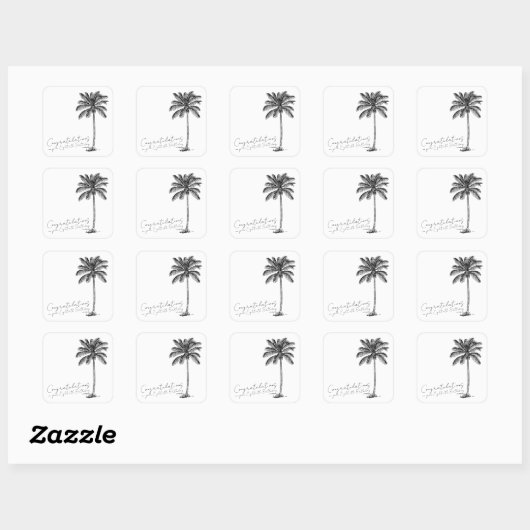 80th Birthday Palm Tree Art Congratulations Vierkante Sticker (Vel)