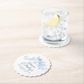 80th Birthday Party Blue Rose Floral Custom Kartonnen Onderzetters (Insitu)