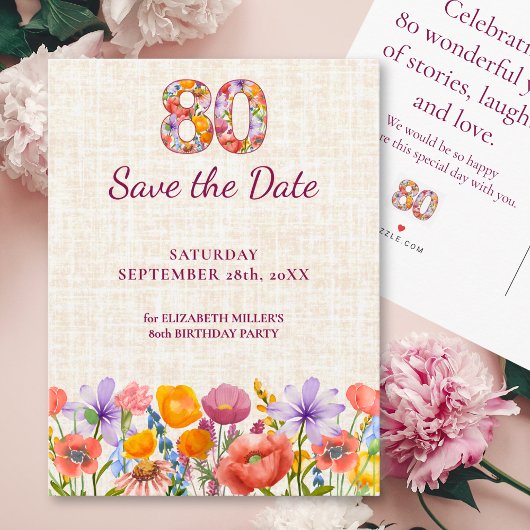 80th Birthday Party - Elegant Save the Date Aankondigingskaart