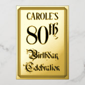 80th Birthday Party — Elegant Script + aangepaste Folie Uitnodiging (Voorkant)