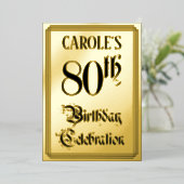 80th Birthday Party — Elegant Script + aangepaste Folie Uitnodiging (Staand Voorkant)