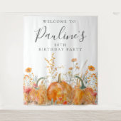80th Birthday Party Fall Pumpkin Wildflower Wandkleed (Voorkant)