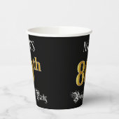 80th Birthday Party — Fancy Script, Faux Gold Look Papieren Bekers (Links)