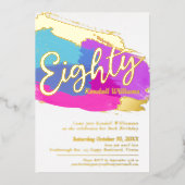 80th Birthday party gouden foto heldere abstracte Folie Uitnodiging (Voorkant)