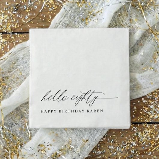 80th Birthday Party Hello 80 Modern Milestone Servet