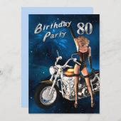 80th Birthday party Invitation Kaart (Voorkant / Achterkant)