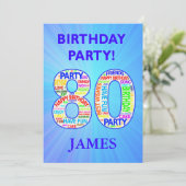 80th Birthday Party Invitation Voeg een naam toe Kaart (Staand voorkant)