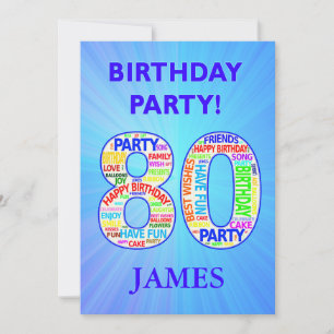 80th Birthday Party Invitation Voeg een naam toe Kaart