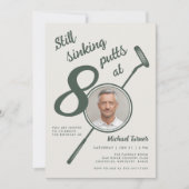80th Birthday Party Photo Modern Golf Putter Green Kaart (Voorkant)
