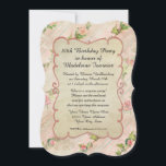 80th Birthday Party Scroll Lijst met  Rozen Kaart<br><div class="desc">Een speciale verjaardag vieren? Deze 80e verjaardagsnodiging is gemakkelijk aan te passen voor uw gebeurtenis. Hier getoond als een verrassingsfeestje, kunt u de formulering veranderen om uw speciale viering te weerspiegelen. Gemaakt van een originele, moderne waterverf kunst die eeuwenoud is geworden. Geïnspireerd door antiek Frans behangselpapier dat in Parijs naar...</div>