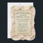 80th Birthday Party Scroll Lijst met  Rozen Kaart<br><div class="desc">Een speciale verjaardag vieren? Deze 80e verjaardagsnodiging is gemakkelijk aan te passen voor uw gebeurtenis. Hier getoond als een verrassingsfeestje, kunt u de formulering veranderen om uw speciale viering te weerspiegelen. Gemaakt van een originele, moderne waterverf kunst die eeuwenoud is geworden. Geïnspireerd door antiek Frans behangselpapier dat in Parijs naar...</div>