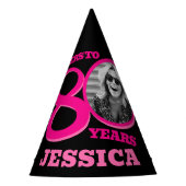 80th birthday personalized photo pink black feesthoedjes (Voorkant)