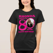 80th Birthday photo and name pink text Tri-Blend Shirt (Voorkant)