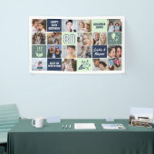 80th Birthday Photo Collage Custom Mint Blue Spandoek (Beurs)