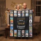80th Birthday Photo Collage Father Grandfather Fleece Deken