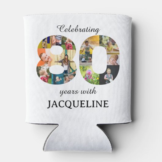 80th Birthday Photo Template-uitnodiging Blikjeskoeler (Achterkant)