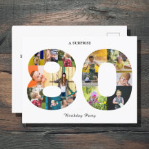 80th Birthday Photo Template-uitnodiging