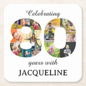 80th Birthday Photo Template-uitnodiging Kartonnen Onderzetters (Voorkant)