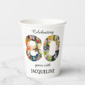 80th Birthday Photo Template-uitnodiging Papieren Bekers (Achterkant)