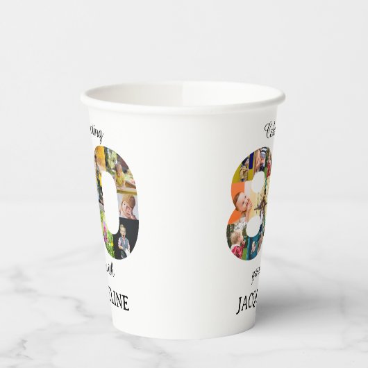 80th Birthday Photo Template-uitnodiging Papieren Bekers (Links)