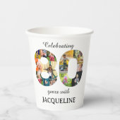 80th Birthday Photo Template-uitnodiging Papieren Bekers (Voorkant)