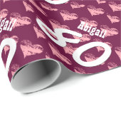 80th Birthday PINK HEARTS Custom Name V33 Cadeaupapier (Rol Hoek)