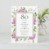 80th Birthday Pink Hydrangeas Card Request Kaart (Staand voorkant)