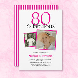 80th Birthday Pink Typography 2 Photo Kaart