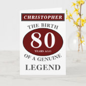 80th Birthday Red Genuine Legend Jouw naam toevoeg Kaart (Gele Bloem)