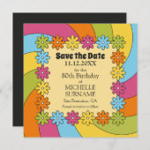 80th Birthday Retro 60s Music Groovy Party  Save The Date (Voorkant / Achterkant)