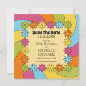80th Birthday Retro 60s Music Groovy Party  Save The Date (Voorkant)