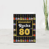 80th birthday Retro Groovy Guitar Personalized Kaart (Voorkant)