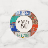 80th Birthday Retro Licence Borden Confetti (Kleine voorkant)