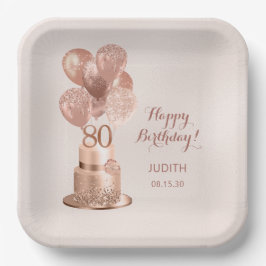 80th Birthday Roos Gouden Cake Papier Bord