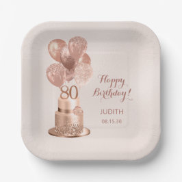 80th Birthday Roos Gouden Cake Papier Bord