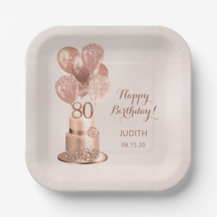 80th Birthday Roos Gouden Cake Papier Bord