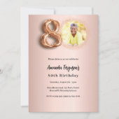 80th Birthday roos gouden foto Kaart (Voorkant)