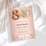 80th Birthday roos gouden fotosterren luxe Kaart<br><div class="desc">Een moderne,  stijlvolle fotouitnodiging voor een 80ste verjaardagsfeestje. Een rozen gouden gradiënt achtergrond,  versierd met sterren. Personaliseer en voeg uw feestdetails toe.</div>