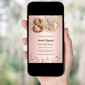 80th Birthday roos gouden fotosterren luxe Kaart