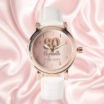 80th Birthday roos gouden naam Horloge<br><div class="desc">Een cadeau voor een 80ste verjaardag. Een rozen gouden gradiënt achtergrondkleur. Een naam en datum toevoegen</div>