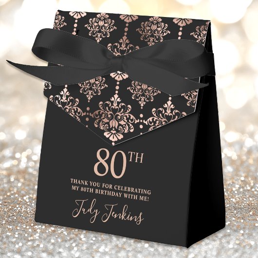 80th Birthday Rose Gold Elegant Thank You Bedankdoosjes