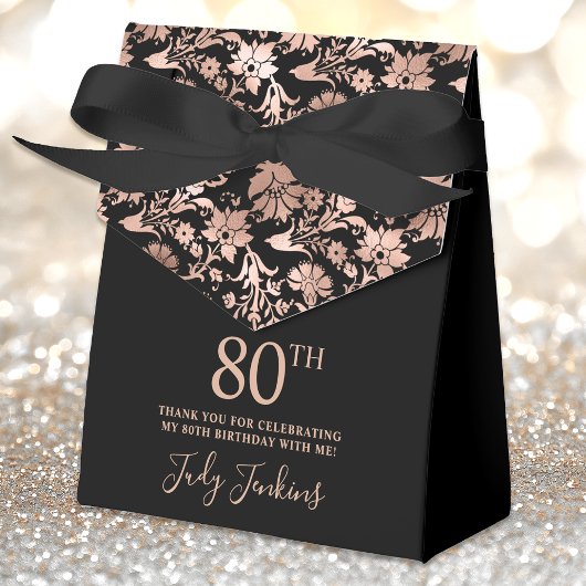 80th Birthday Rose Gold Floral Thank You  Bedankdoosjes