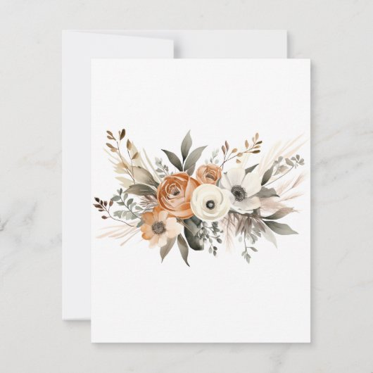 80th Birthday Rustic Floral Fall  Kaart (Achterkant)