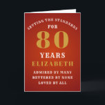 80th Birthday Setting Standaarden Jouw naam toevoe Kaart<br><div class="desc">Pas de tekst eenvoudig aan de voorzijde en het interieur van deze verjaardagskaart aan met behulp van de meegeleverde sjabloon. Een deel van het stel normenwaaier van wenskaarten vast.</div>