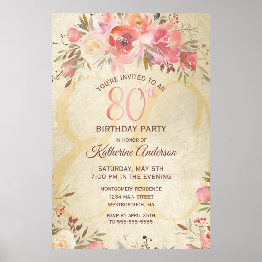 80th Birthday Shimmer Design Poster (Voorkant)
