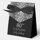 80th Birthday Silver Leopard Print Thank You  Bedankdoosjes (Voorkant)