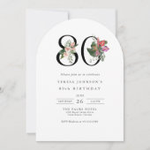 80th Birthday Simple Elegant Tropical Invitation Kaart (Voorkant)