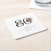 80th Birthday Simple Elegant Tropical Invitation Kartonnen Onderzetters (Schuin)